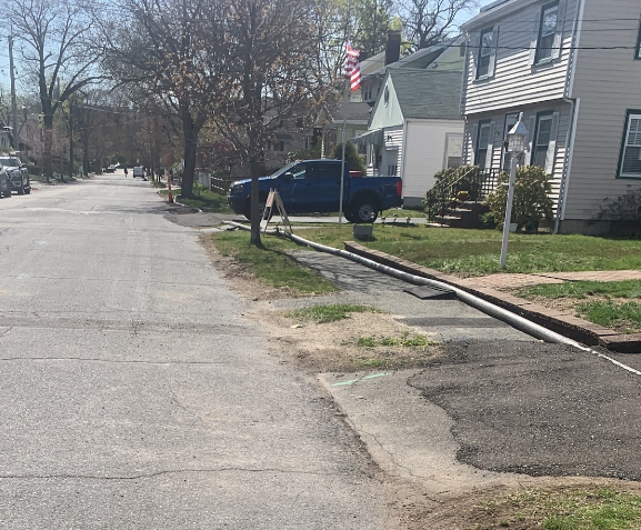 Watermain Construction Piping Run in a Residential Neighborhood